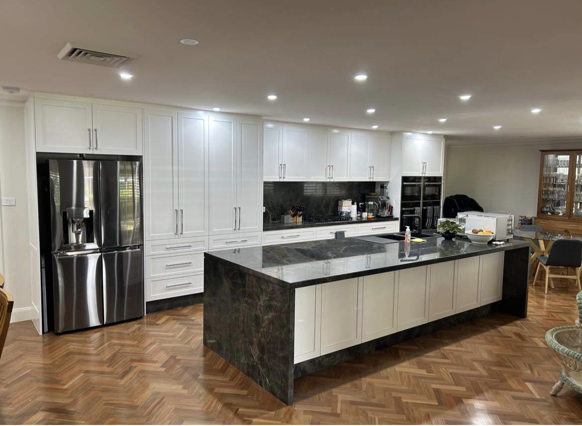 Custom designed kitchen with island benchtop
