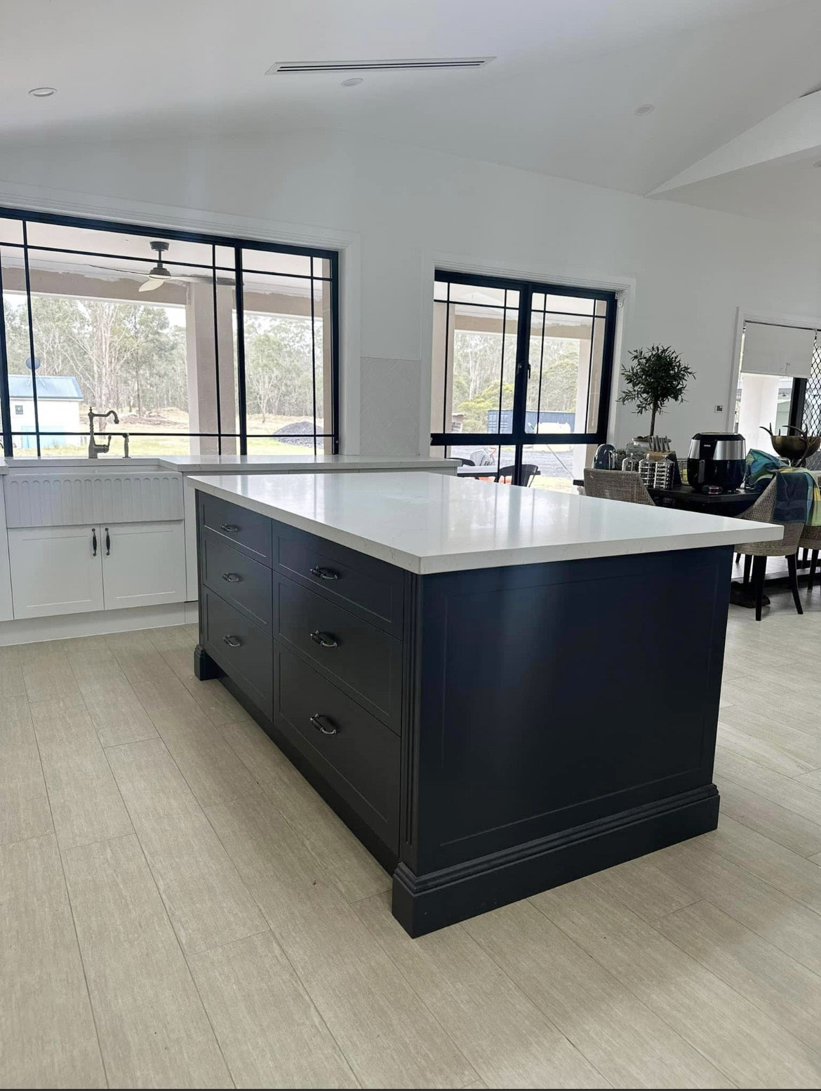 Stone benchtop on a kitchen island